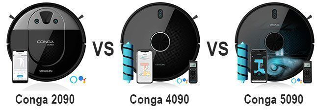 Conga 2090 vs 4090 vs 5090 - comparativa robot aspirador Cecotec