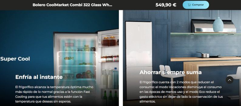 bolero coolmarket combi 322 glass white el mas vendido en cecotec
