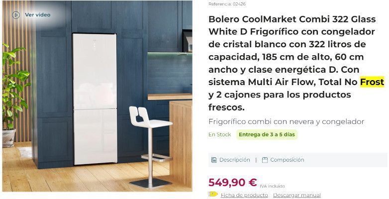 Bolero CoolMarket Combi 322 White Glass D el mas vendido Cecotec