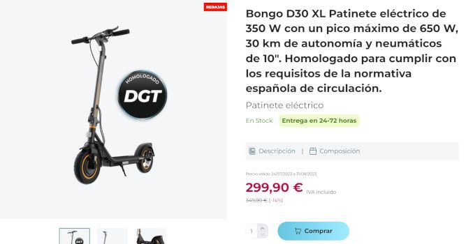 patinete electrico bongo d30 xl precio ofertas
