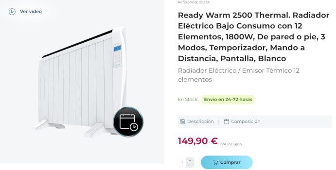 precio oferta ready warm 2500 thermal connected cecotec