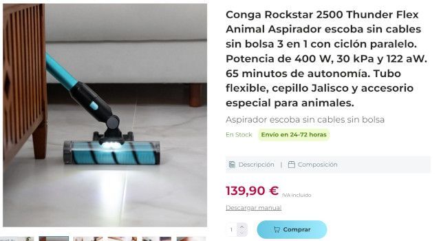 conga rockstar 2500 thunder flex animal con tubo articulado