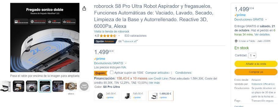 pagina de ventas amazon precio oferta roborock s8 pro ultra