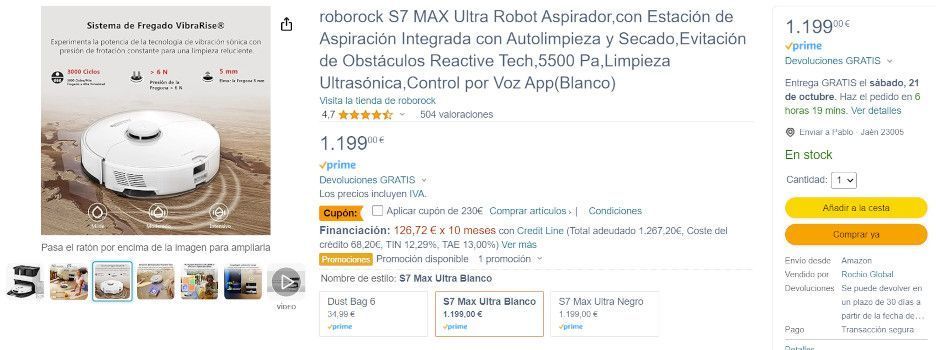 roborock s7 oferta black friday 2023 amazon