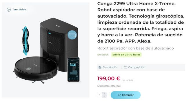 robot aspirador conga 2299 ultra home x-treme precio oferta black friday 2023