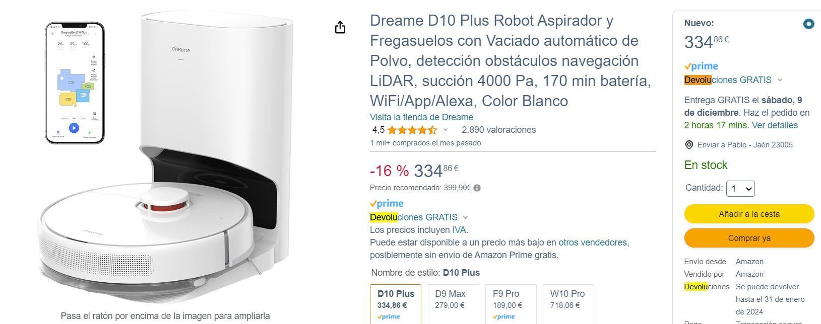 dreame d10 plus en amazon pagina de ventas
